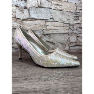 New Vintage Y2K Caparros Sequin Pumps Point Toe Size 10 with Box